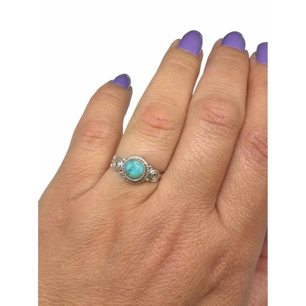 Kingman Turquoise Ring Size 6 Solid 925 Sterling Silver